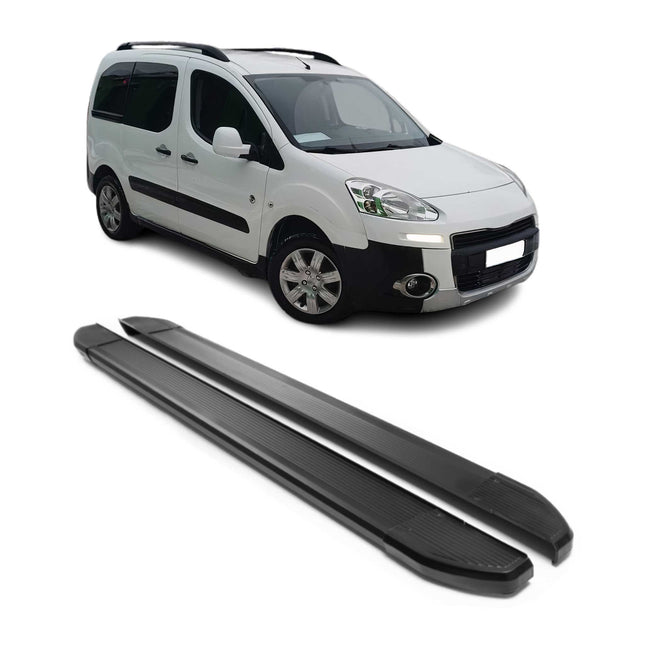 Alu Seitenschweller Trittbretter für Peugeot Partner Tepee 2008-2018 Schwarz 2x