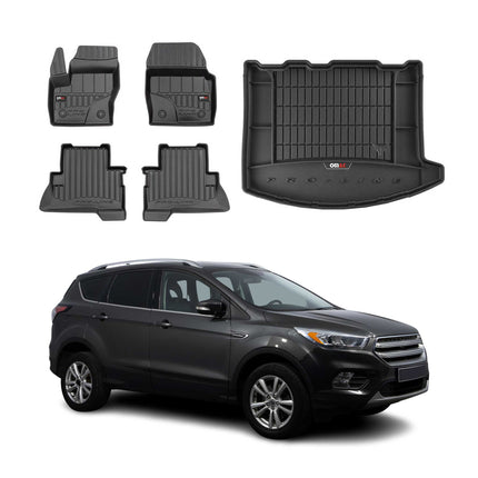 OMAC Fußmatten & Kofferraumwanne Set für Ford Kuga II 2012-2019 Gummi Schwarz 5x