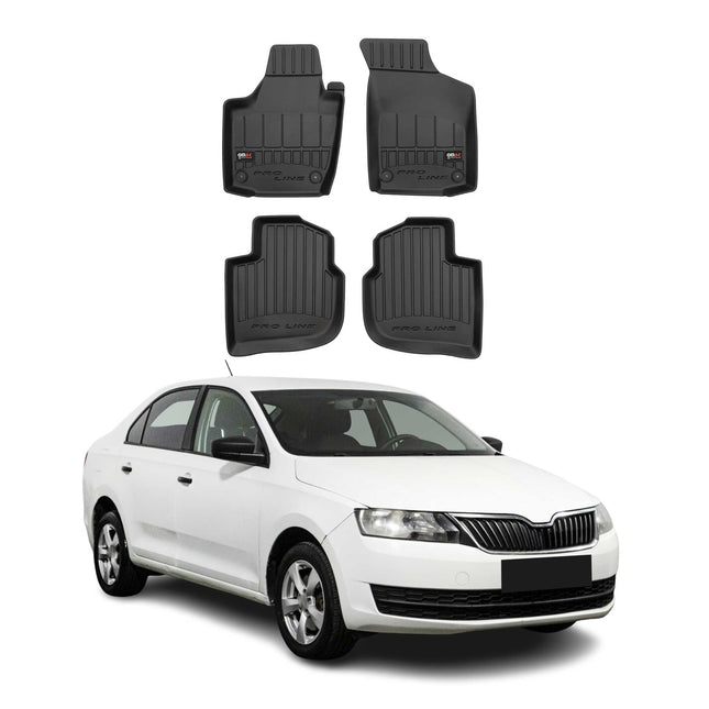 OMAC Gummi Fußmatten für Skoda Rapid 2012-2019 Premium TPE Automatten Schwarz 4x