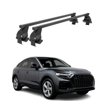 Menabo Dachträger Grundtäger für Audi Q5 mk2 2021-2025 50kg Stahl Schwarz 2 tlg