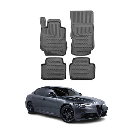 OMAC Gummimatten Fußmatten für Alfa Romeo Giulia 4 2015-2026 TPE Schwarz 4x
