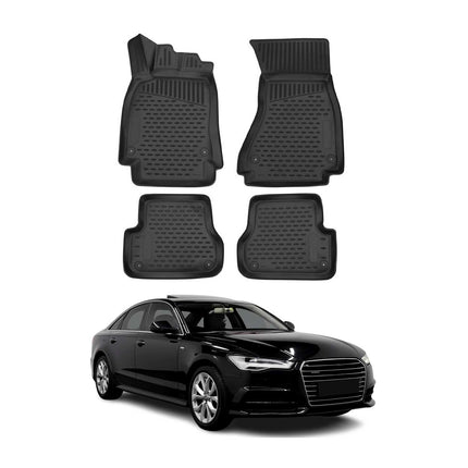OMAC Gummimatten Fußmatten für Audi A6 C7 2011-2018 TPE Automatten Schwarz 4x