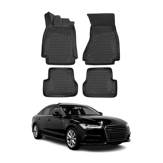 OMAC Gummimatten Fußmatten für Audi A6 C7 2011-2018 TPE Automatten Schwarz 4x