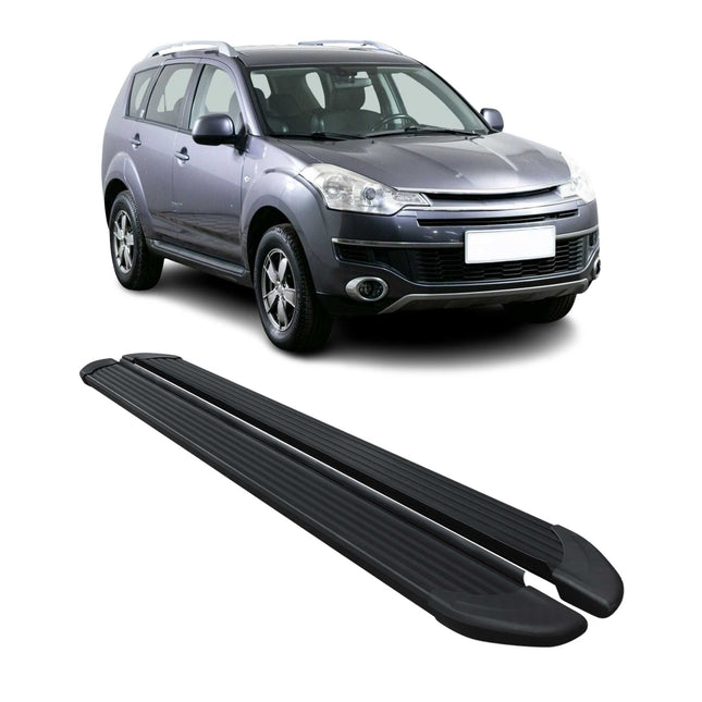 Trittbretter Seitenschweller für Citroën C-Crosser 2007-2013 Alu Schwarz 2tlg