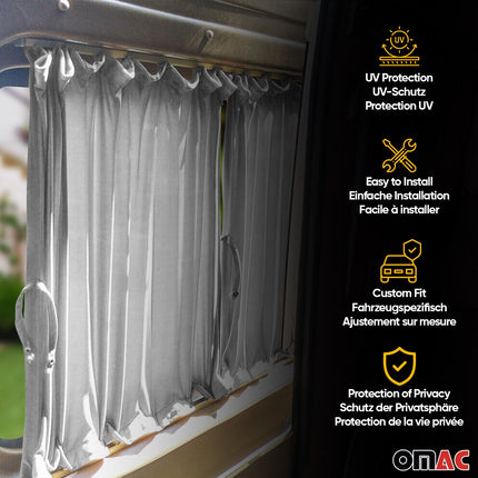Sonnenschutz MAß Gardine Doppelhecktür für Ford Transit 2000-2014 Mittel 6x Grau