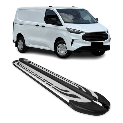 Trittbretter Seitenschweller für Ford Tourneo Custom 2023-26 L1 Grau Schwarz 2x