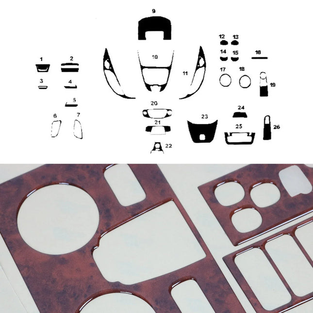 Innenraum Dekor Cockpit für Ford Tourneo Courier 2014-2018 Wurzelholz Optik 26x