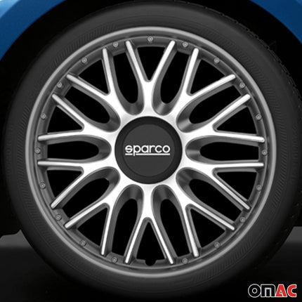 Radkappen Radzierblenden Sparco Roma 15" Zoll Auto Abdeckung Set Silber Grau 4x