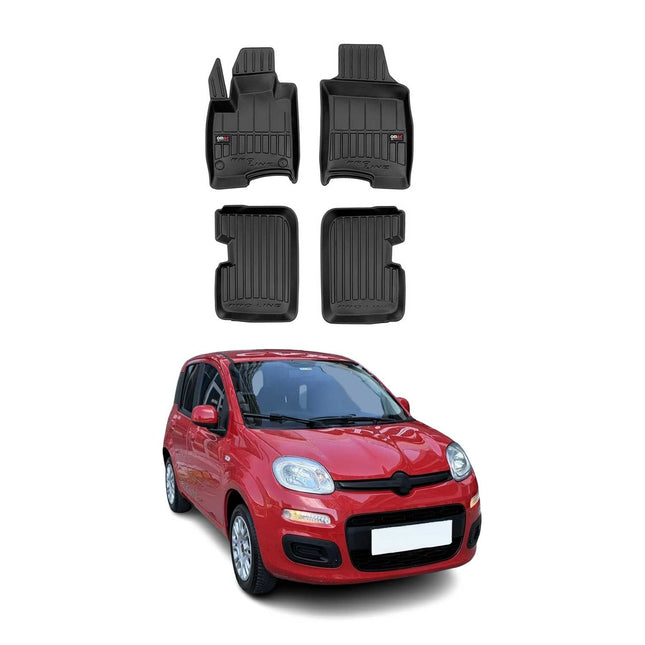 OMAC Gummi Fußmatten für Fiat Panda 2012-2026 Premium TPE Automatten Schwarz 4x