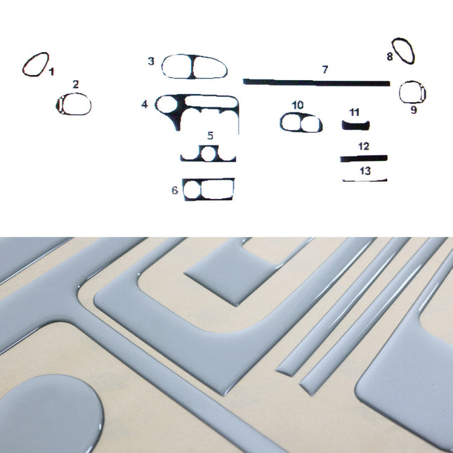 Innenraum Dekor Cockpit für Hyundai Lantra 1995-2000 Aluminium Optik 13tlg