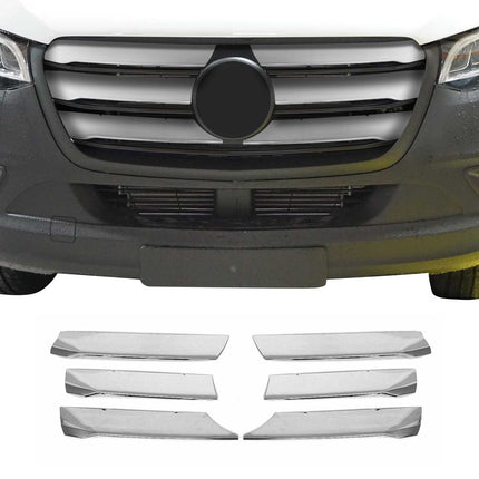 Kühlergrill Leiste Grillleisten für Mercedes Sprinter 2018-26 Edelstahl Chrom 6x