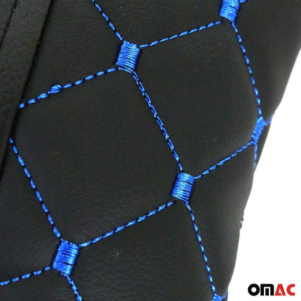2 Stück KFZ Auto Kopfstütze Kissen Autositzkissen Leder Schwarz Blau 8x30 cm