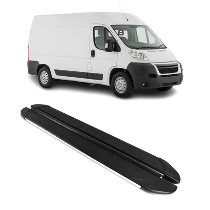 Trittbretter Seitenschweller für Peugeot Boxer 2006-2026 L2 Alu Schwarz Grau