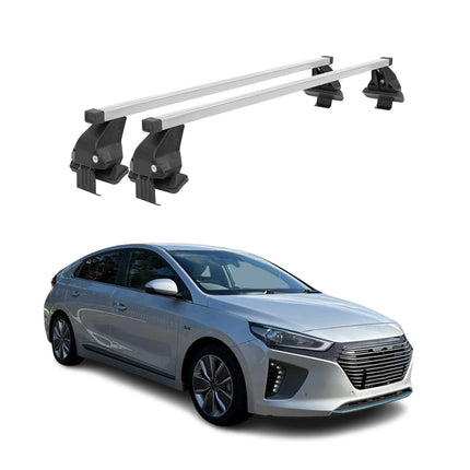 Menabo Dachträger Grundtäger für Hyundai Ioniq 2017-2022 50kg Stahl Silber 2 tlg