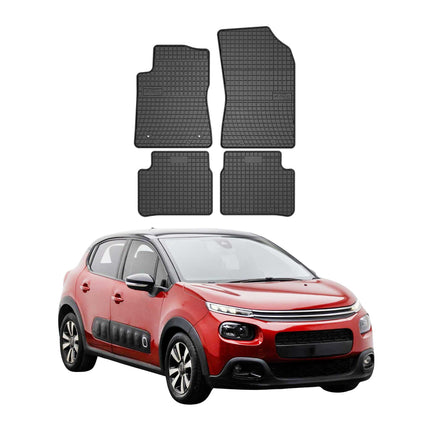 OMAC Gummi Fußmatten für Citroen C3 2016-2024 Automatten Gummi Schwarz 4tlg