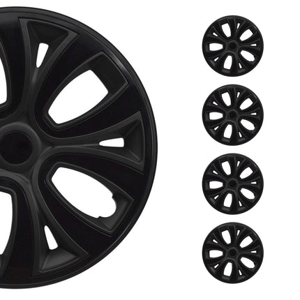 4x Radzierblenden Radblenden Radkappen für 14" Zoll Stahlfelgen Matt Schwarz