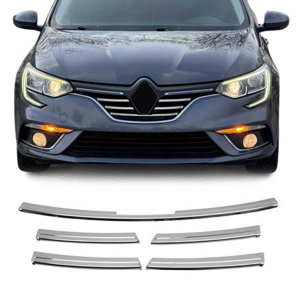 Kühlergrill Leisten Grillleisten für Renault Megane 2015-2020 Edelstahl Chrom 5x