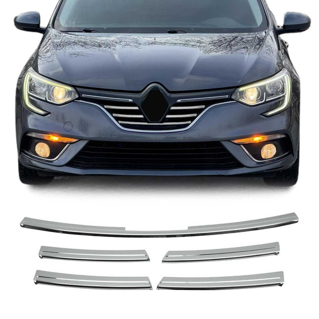 Kühlergrill Leisten Grillleisten für Renault Megane 2015-2020 Edelstahl Chrom 5x