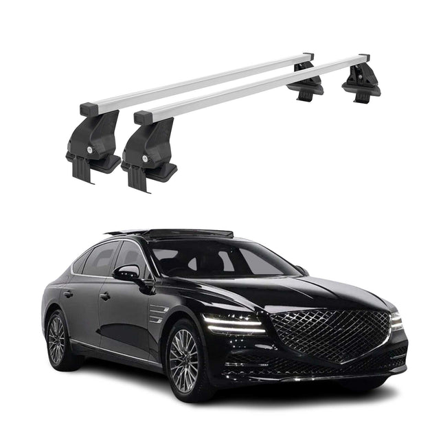 Menabo Dachträger Grundtäger für Genesis G80 2017-2026 50kg Stahl Silber 2 tlg