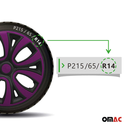 4x Radzierblenden Radblenden Radkappen für 14 " Zoll Stahlfelgen Lila Schwarz