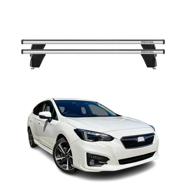 Menabo Dachträger für Subaru Impreza mk5 Schrägheck 2016-2023 75kg Alu Silber 2x