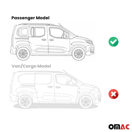 Trittbretter Seitenschweller für Peugeot Partner 2018-2026 Kombi L1 Alu Schwarz
