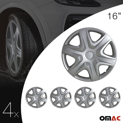 4x Radkappen Radzierblenden Radblenden für Auto 16" Zoll Radkappensatz Silber