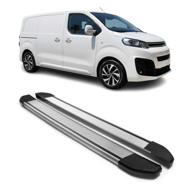 Alu Seitenschweller Trittbretter für Citroen Jumpy 2016-2026 L1 Kurzer Silber 2x