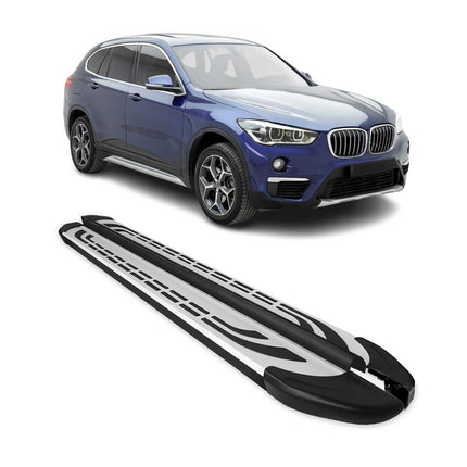 Trittbretter Seitenschweller Seitenbretter für BMW X1 F48 2015-2022 Schwarz Alu