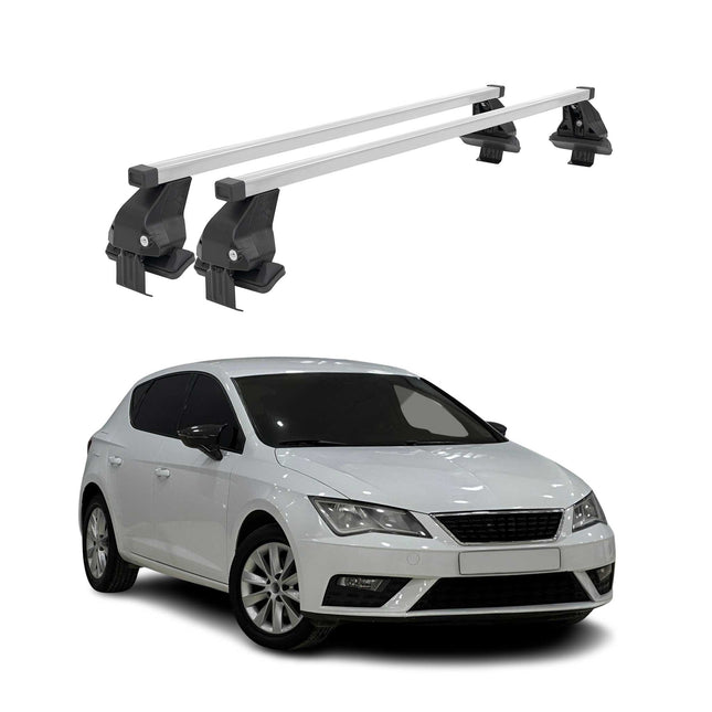 Menabo Dachträger Grundtäger für Seat Leon mk3 2012-2020 50kg Stahl Silber 2 tlg