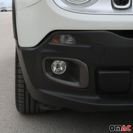 Nebelscheinwerfer Rahmen für Jeep Renegade 2014-2019 Chrom Gebürstet Dunkel 2x
