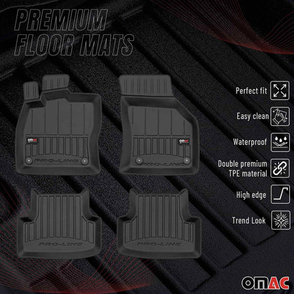 OMAC Gummi Fußmatten für VW T-Roc 2017-2025 Premium TPE 3D Automatten Schwarz 4x