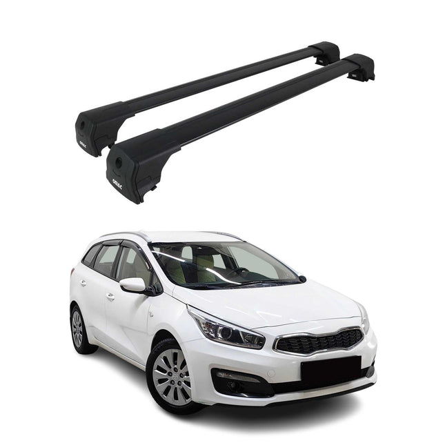 Dachträger Grundtäger für Kia Ceed Kombi 2012-2018 75kg Aluminium Schwarz 2 tlg