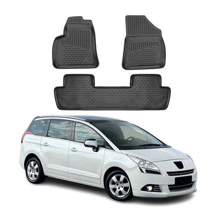 OMAC Gummimatten Fußmatten für Peugeot 5008 MK1 2009-2017 TPE Matten Schwarz 4x