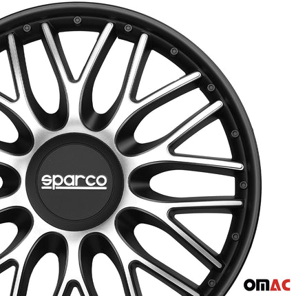 Radkappen Radzierblenden Sparco Roma 14" Zoll Abdeckung Set Silber Schwarz 4x