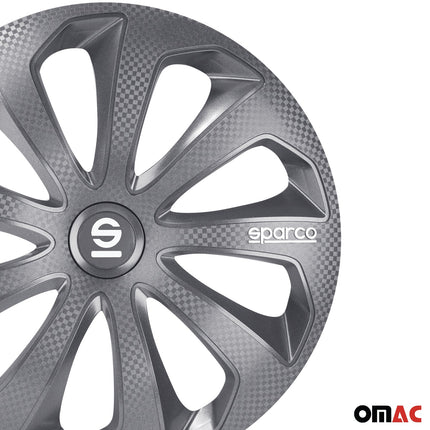 Radkappen Radzierblenden Sparco Sicilia 14" Zoll Abdeckung Set Grau Carbon 4x