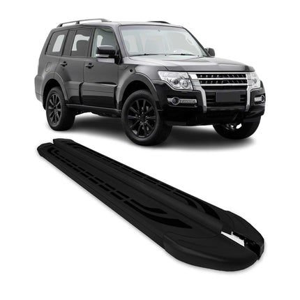 Trittbretter Seitenschweller für Mitsubishi Pajero V80 2006-2021 Alu Schwarz