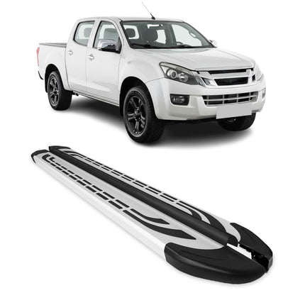 Trittbretter Seitenschweller für Isuzu D-Max DoubleCab 2012-2019 Alu Grau