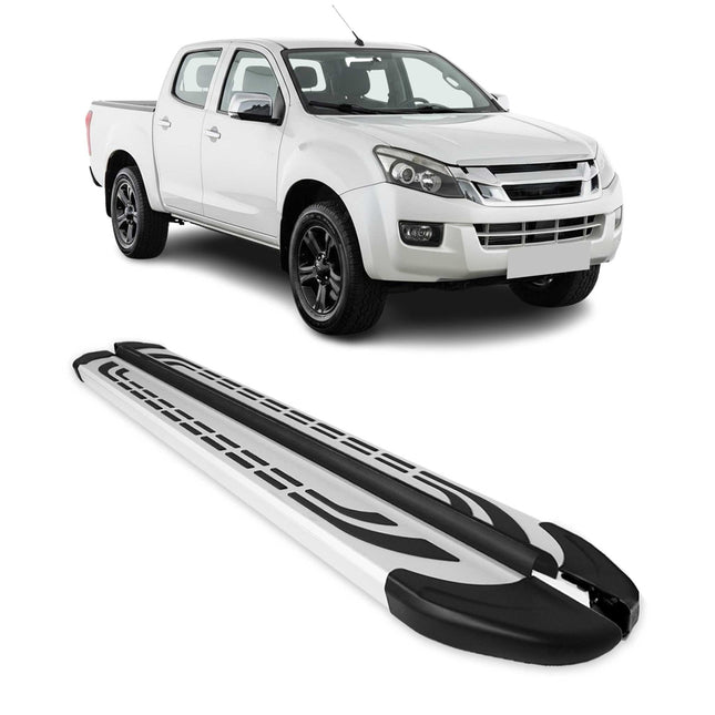 Trittbretter Seitenschweller für Isuzu D-Max DoubleCab 2012-2019 Alu Grau