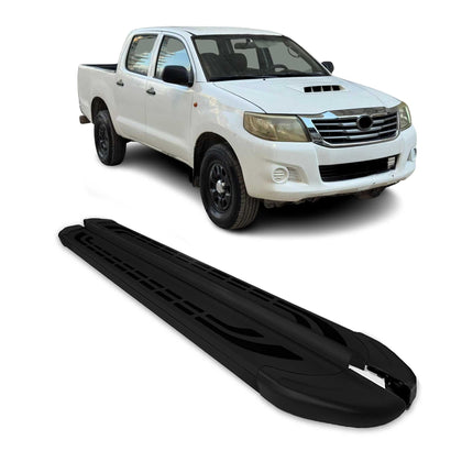 Trittbretter Seitenschweller für Toyota Hilux DoubleCab 2005-15 Alu Schwarz