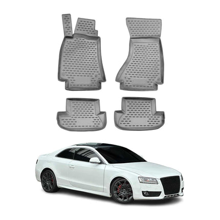 OMAC Gummimatten Fußmatten für Audi A5 Cabriolet Coupe 2009-2016 TPE Grau 4tlg