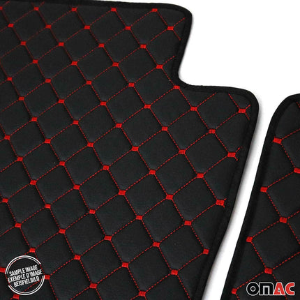 Fußmatten Leder Automatten für VW Amarok 2010-2021 Kunstleder Schwarz Rot 4tlg
