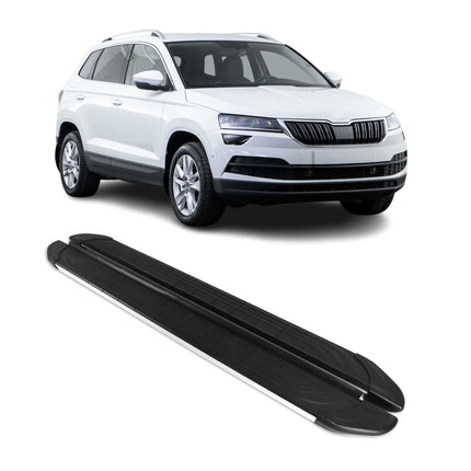 Seitenschweller Trittbretter für Skoda Karoq 2017-2026 Silber Aluminium 2 tlg