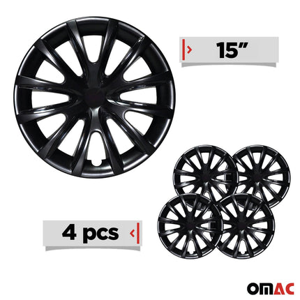 4x Radkappen Radzierblenden Radblenden 15" Zoll Stahlfelgen Schwarz