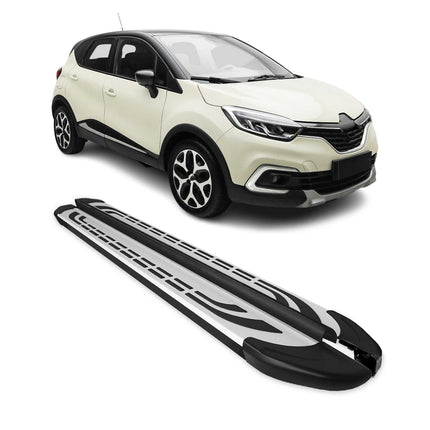 Trittbretter Schweller Seitenbretter für Renault Captur I 2013-2019 Schwarz Alu