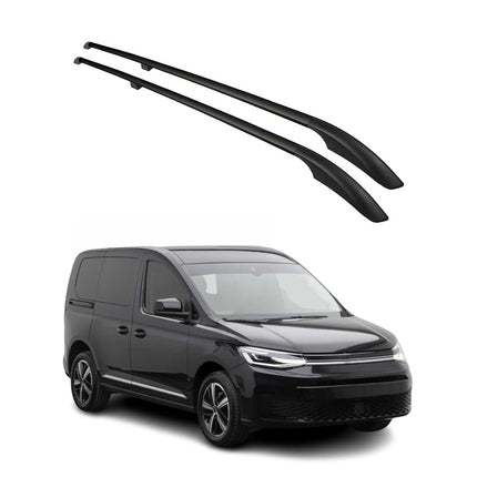 Dachreling für VW Caddy 2020-2026 Kurzer Relingträger Alu Schwarz 2x