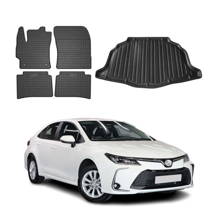 Fußmatten & Kofferraumwanne Set für Toyota Corolla Hybrid Schrägheck 2019-26 5x