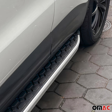 Trittbretter Seitenschweller für Ssangyong Korando 2010-2019 Stahl Schwarz Grau