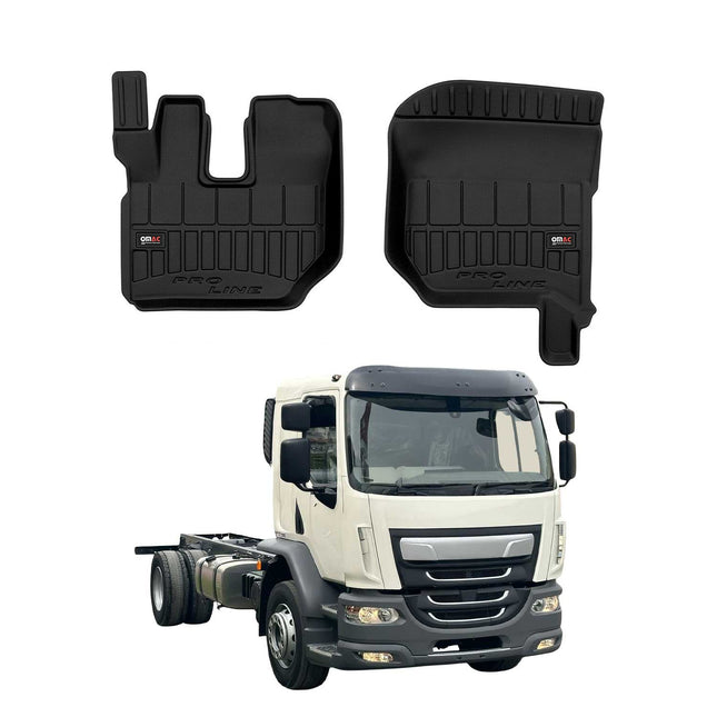 OMAC Gummi Fußmatten für DAF LF 2002-2026 Premium TPE 3D Automatten Schwarz 2x