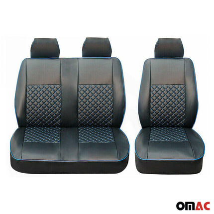 Sitzbezüge Schonbezüge für Renault Trafic 2001-2014 Kunstleder Schwarz Blau 2+1